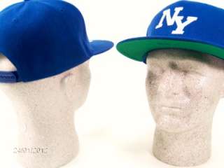 NY Snapback New York Cap PLAIN Hat NEW Retro Adjustable Vintage Blue 