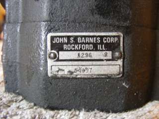 John S Barnes hydraulic pump 1296R 54097 Yale Tennent  