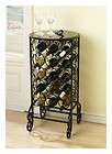 Black Wrought Iron Grape 3 Wine Bottle Wineglass Rack Holder Stand 