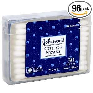 Johnsons Cotton Swabs with Hard Plastic Reusable Case, 30 Count Swabs 
