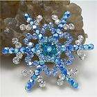 Blue Swarovski Crystals Snowflake Brooch Pin Xmas Gift  