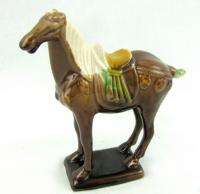 Vintage Brown Ceramic Horse Figurine China Pottery Porcelain Sculpture 