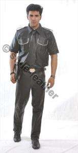 LEATHER SHIRT & BREECHES JEANS POLICE BLUF UNIFORM  