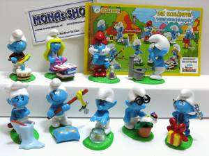 PEYO SMURFS PUFFO 50 YEARS BIRTHDAY COMPLETE COLLLECTION SET + 1 PAPER 