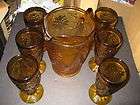 New Set Tiara Amber 64 Oz. Tea Pitcher With 6 New 10 Oz.Tumblers Sand 