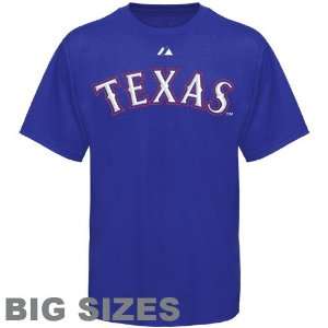 MLB Majestic Texas Rangers Team Name Big Sizes T Shirt   Royal Blue 