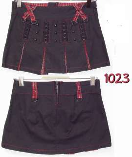 DEAD THREADS Black Gothic Tartan Pleated Mini Skirt NWT  