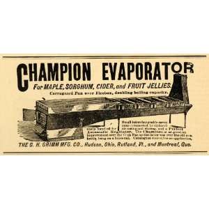  1893 Ad G. H. Grimm Champion Fruit Evaporator Cider Jelly 