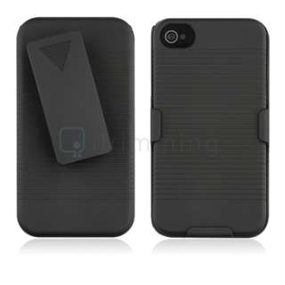 Black Slide Case with Belt Clip Swivel Holster Stand for iPhone 4 4G 