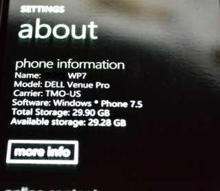Unlocked Windows Phone 7   32GB Dell Venue Pro **very mint condition 