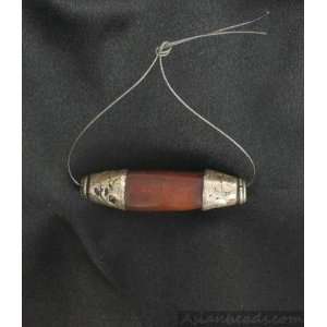  TIBETAN CARNELIAN STERLING CAPPED SQUARED BEAD 