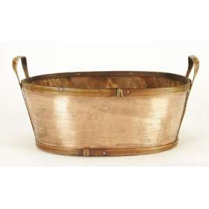  11.5 or 12.25 inch Oval Décor Rust Copper / Wood Basket 