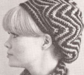 Vintage Tam Beret Hat Striped Ripple Crochet Pattern  