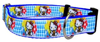 Hello Kitty Blue Plaid Ribbon Dog Collar  