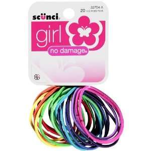 Scunci Girl No Damage Colored Hair Elastics, 20 Pieces (Value Bundle 