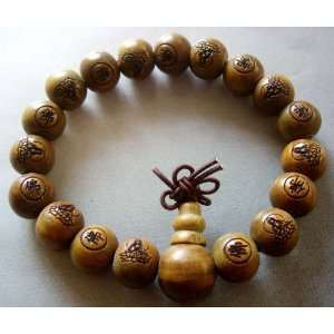   Buddhist Green Sandalwood Beads Prayer Bracelet Mala 