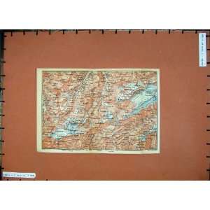  1899 Antique Colour Map Switzerland Kander Schilthorn 