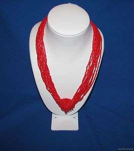 Red Bohemian Glass Beaded Necklace Multi Strand NWT  