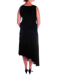 Vintage Black Silk Velvet Flapper Dress 1920s Era Large  