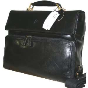  Umi Black Italian Leather Briefcase