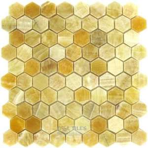  Clear view   hexagon honey onyx polished 12 x 12 mesh 