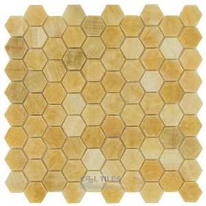  Clear view   1 3/8 hexagon in polished honey onyx