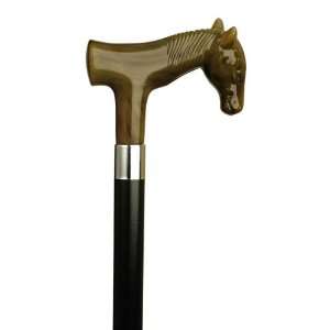   Horse head on black maple shaft, 36 long with rubber tip. Available