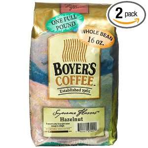 Boyers Coffee Hazelnut, 16 Ounce Bags (Pack of 2)  