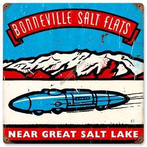 Bonneville Salt Flats vintage looking racing metal sign  
