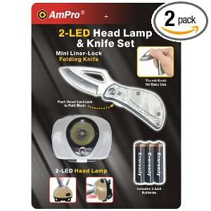 Ampro Tools T23954 2 Peice Flashlight and Knife Set
