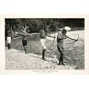 1925 Print Talamanca Indians Bribri Tribe Bow Arrow Fishermen River 