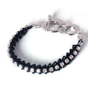  Black Crystal & Bead Bracelet With T Bar Jewelry
