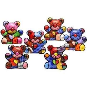 Britto Collectible Bear Set of 6 Happy Joy Cuddly Hope Love 