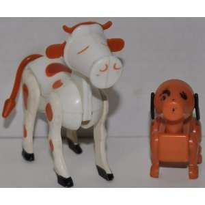 Little People White Cow with Brown Spots & Brown Dog with White Spots 