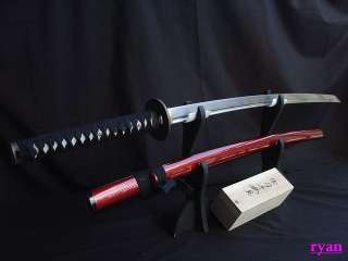  Samurai Sword Katana Warrior Tsuba Red Saya Very Sharp Blade  