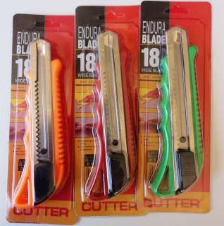 LOT OF 3 BOX CUTTERS W/ SNAP OFF UTILITY KNIFE RAZORS  