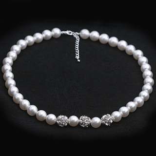 Handmade Swarovski White Pearl & Crystal Ball Bracelet  