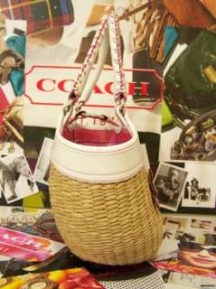   Butterfly Basket Satchel Bag Purse Handbag Straw Leather NOT Outlet