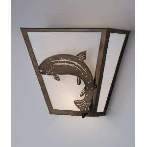  13 Inch Wx12 Inch L Jumping Trout Wall Sconce A/C Wall 
