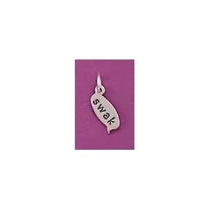 Oxidized Sterling Silver Charm, SWAK/SEALED WITH A KISS Text Message 