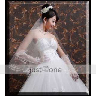 1T Wedding Lace Edge Center Cascade Bridal Veil white  
