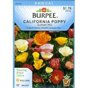  Burpee 44230 Poppy, California Sunset Mix Seed Packet 