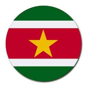  Suriname Flag Round Mouse Pad