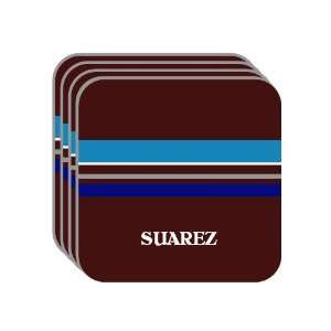 Personal Name Gift   SUAREZ Set of 4 Mini Mousepad Coasters (blue 