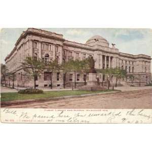 1907 Vintage Postcard Public Library and Museum   Milwaukee Wisconsin