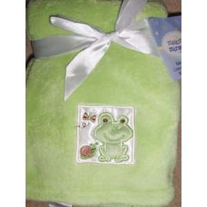   Miracles Baby Blanket Green With Frog Snail Butterfly Applique Baby