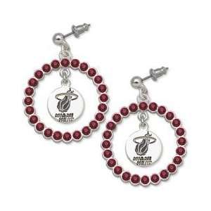 NBA Officially Licensed Miami Heat Earrings   Red Crystals & Team Logo