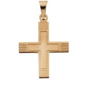    15.50X14.00 Mm 14K Yellow Gold Greek Cross Pendant W/Lines Jewelry