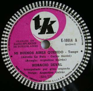 HORACIO DEVAL 78 rpm MI BUENOS AIRES QUERIDO #10014  