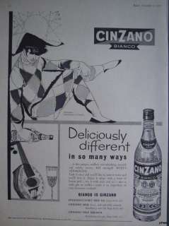 Vintage 1960 CINZANO Bianco Harlequin ADVERT AD  